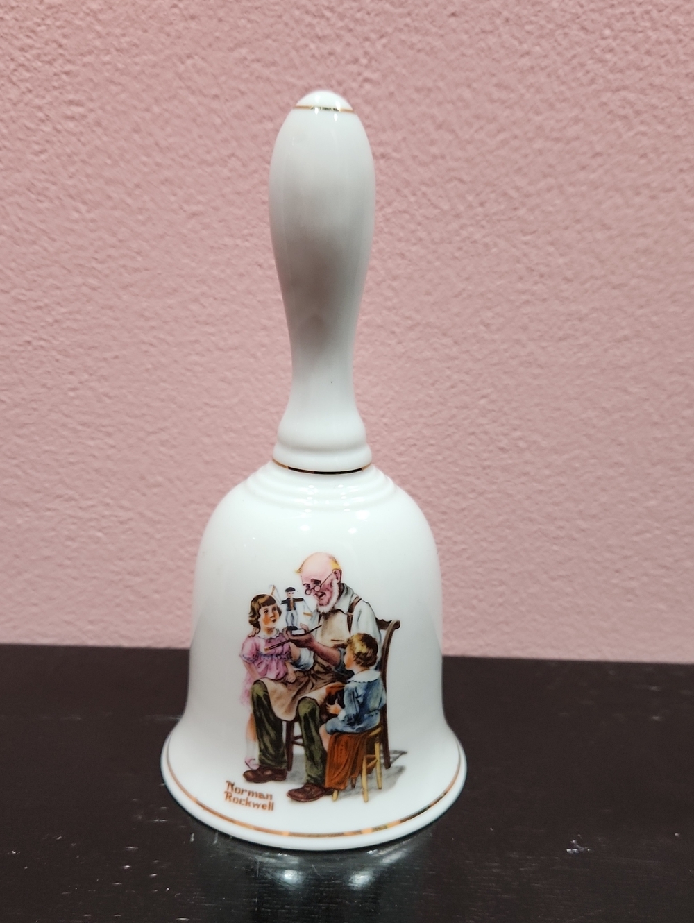 Norman Rockwell "The Toymaker" 1985 White Porcelain Bell